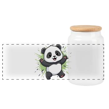 Fond du Panda Spritz Câlin - Boîte à biscuits avec couvercle en bois - blanc - Devant
