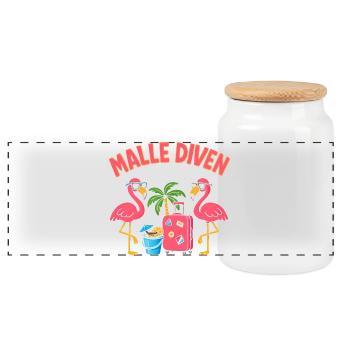 Malle Divas en tournée Fête féminine Flamingo à Majorque - Boîte à biscuits avec couvercle en bois - blanc - Devant