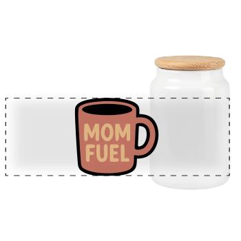Mom Fuel Coffee Mug Mom - Panoramic Cookie Jar with Wooden Lid - white - Front