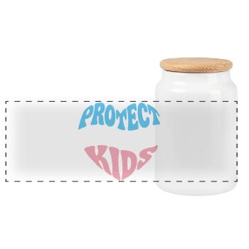 Pride Month LGBT - Protect Trans Kids - Panoramic Cookie Jar with Wooden Lid - white - Front