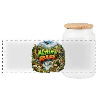 Nature Rules Wildlife Adventure - Panoramic Cookie Jar with Wooden Lid - white - Front