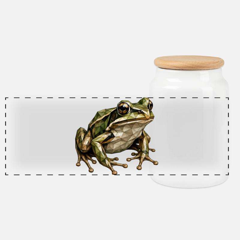 Geometrischer Frosch Polygonkunst - Panorama Keksdose mit Holzdeckel - Weiß