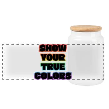 Show Your True Colors LGBT Pride - Panoramic Cookie Jar with Wooden Lid - white - Front