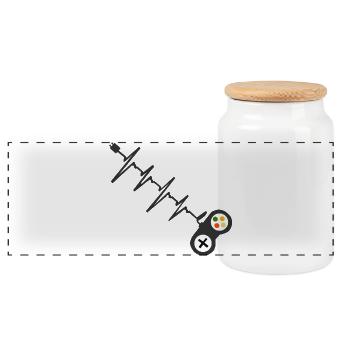 Gamer Heartbeat Controller Pulse Graphic - Panorama Keksdose mit Holzdeckel - Weiß - Vorne