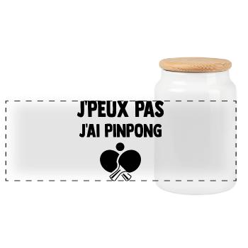 J-peux_pas_j-ai_pinpong - Boîte à biscuits avec couvercle en bois - blanc - Devant
