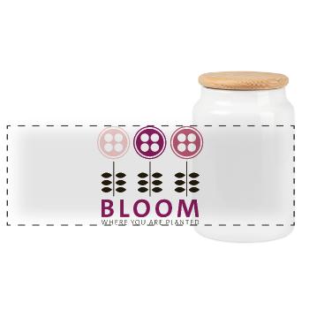 Bloom - Panoramic Cookie Jar with Wooden Lid - white - Front