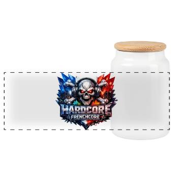 Hardcore Frenchcore Skull Art - Panorama Keksdose mit Holzdeckel - Weiß - Vorne