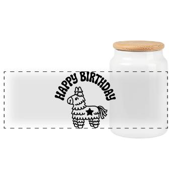 anniversaire - Boîte à biscuits avec couvercle en bois - blanc - Devant