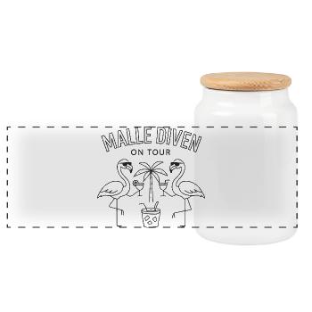 Malle Divas en tournée Fête féminine Flamingo à Majorque - Boîte à biscuits avec couvercle en bois - blanc - Devant