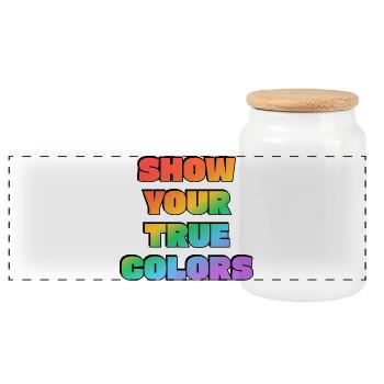 Show your true colors LGBT pride gay ally rainbow  - Panoramic Cookie Jar with Wooden Lid - white - Front