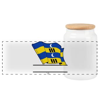 Ameland-Flagge – Individuelles Inseldesign - Panorama Keksdose mit Holzdeckel - Weiß - Vorne