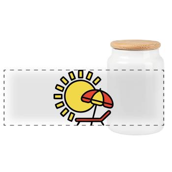 Beach lounger Sun Parasol Summer holiday - Panoramic Cookie Jar with Wooden Lid - white - Front