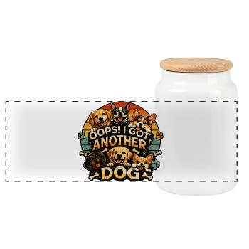 Oops I Got Another Dog - Hunde Retro Design - Panorama Keksdose mit Holzdeckel - Weiß - Vorne