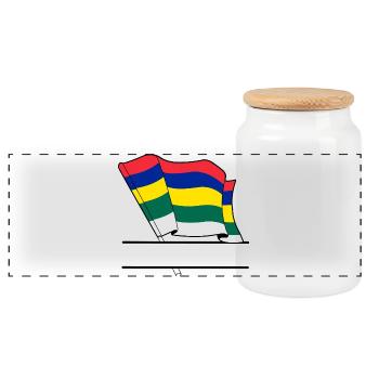 Terschelling-Flagge – Individuelles Inseldesign - Panorama Keksdose mit Holzdeckel - Weiß - Vorne