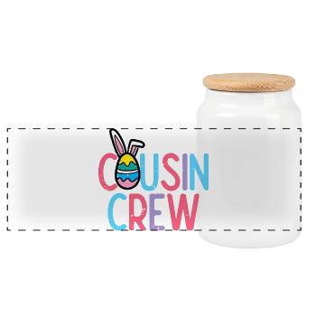Cousin Crew Osterhasen-Design - Panorama Keksdose mit Holzdeckel - Weiß - Vorne