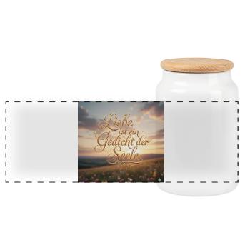 Liebe ist Gedicht der Seele - Panorama Keksdose mit Holzdeckel - Weiß - Vorne