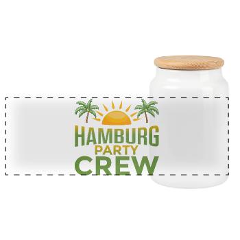 Hamburg Party Crew - Panorama Keksdose mit Holzdeckel - Weiß - Vorne