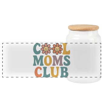 Mom Cool Moms Club Floral Shirt - Panoramic Cookie Jar with Wooden Lid - white - Front