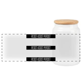 Resist Assist Persist Activism Motivation Logo - Panoramic Cookie Jar with Wooden Lid - white - Front