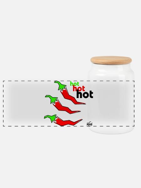Pepperoni hot - Panorama Keksdose mit Holzdeckel - Weiß