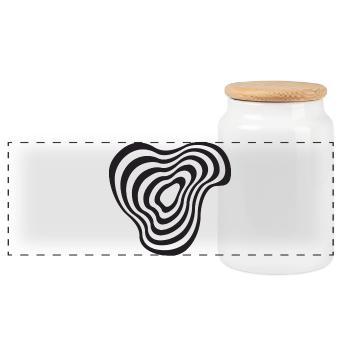 opart Conception de formes en lignes abstraites - Boîte à biscuits avec couvercle en bois - blanc - Devant