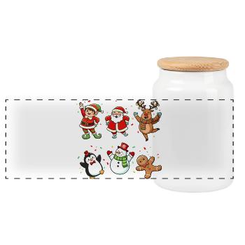 Funny Christmas Christmas Gift Xmas Shirt - Panoramic Cookie Jar with Wooden Lid - white - Front