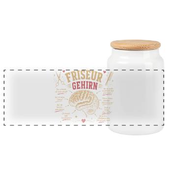 Name  Friseur Gehirn Humor Shirt - Panorama Keksdose mit Holzdeckel - Weiß - Vorne