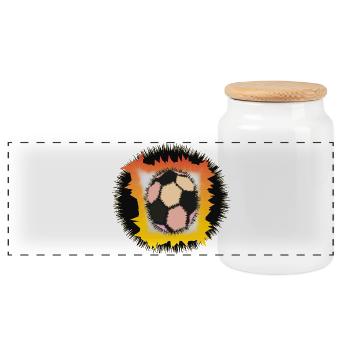 Flammendes Fußball-Symbol - Panorama Keksdose mit Holzdeckel - Weiß - Vorne