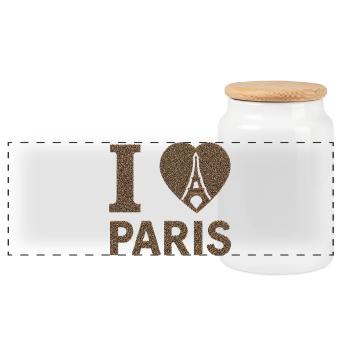 I Heart Paris Crowd Art - Panoramic Cookie Jar with Wooden Lid - white - Front