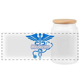 Médecins Caduceus Bleu  - Boîte à biscuits avec couvercle en bois - blanc - Devant