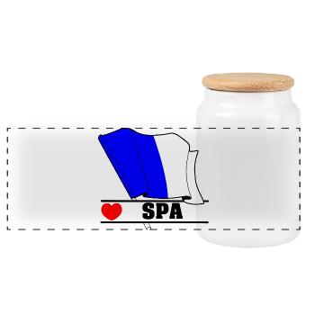Love Spa Belgium - Boîte à biscuits avec couvercle en bois - blanc - Devant