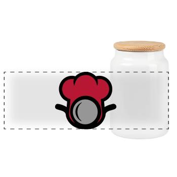 Chef's Hat Restaurant Chef Catering - Panoramic Cookie Jar with Wooden Lid - white - Front