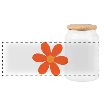 Orangenblüte Daisy Design - Panorama Keksdose mit Holzdeckel - Weiß - Vorne