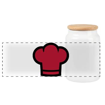 Chef's Hat Baker Pastry Chef Pizzeria Logo Gastro - Panoramic Cookie Jar with Wooden Lid - white - Front