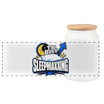 Funny Gen Z Sayings, Sleepmaxxing Too Busy - Panorama Keksdose mit Holzdeckel - Weiß - Vorne