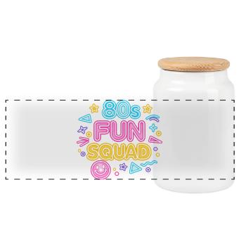 80s Fun Squad Neon Glow - Panoramic Cookie Jar with Wooden Lid - white - Front