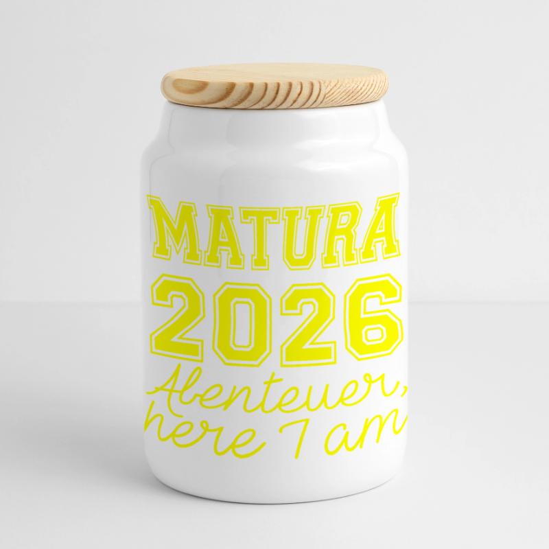 Matura 2026 Spruch Panorama Keksdose mit Holzdeckel