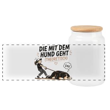 Berner Sennenhund Spruch Hundehalterin Humor - Panorama Keksdose mit Holzdeckel - Weiß - Vorne