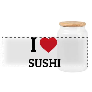 J’adore les proverbes sushi – Drôle de design culinaire japonais - Boîte à biscuits avec couvercle en bois - blanc - Devant