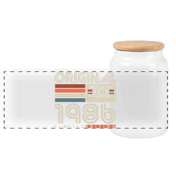 Cadeau d’anniversaire rétro vintage vintage 1986 - Boîte à biscuits avec couvercle en bois - blanc - Devant