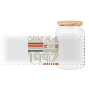 Cadeau d’anniversaire rétro vintage 1997 - Boîte à biscuits avec couvercle en bois - blanc - Devant