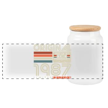 Cadeau d’anniversaire rétro vintage 1987 - Boîte à biscuits avec couvercle en bois - blanc - Devant