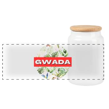 Gwada T-Shirt Cadeau Humour - Boîte à biscuits avec couvercle en bois - blanc - Devant
