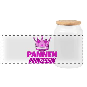 Pannenprinzessin – Königin der Missgeschicke - Panorama Keksdose mit Holzdeckel - Weiß - Vorne