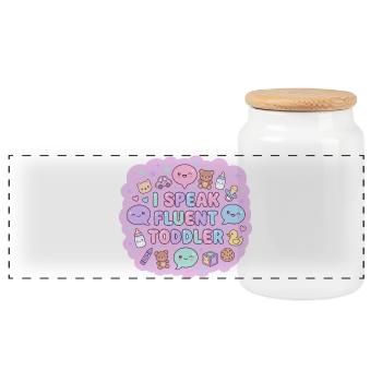 I Speak Fluent Toddler - Panoramic Cookie Jar with Wooden Lid - white - Front