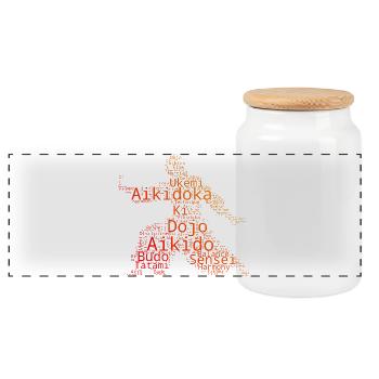 Selbstverteidigung Geschenk für ein Aikido-Schüler - Panorama Keksdose mit Holzdeckel - Weiß - Vorne
