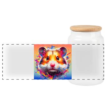 Hamster - Panorama Keksdose mit Holzdeckel - Weiß - Vorne