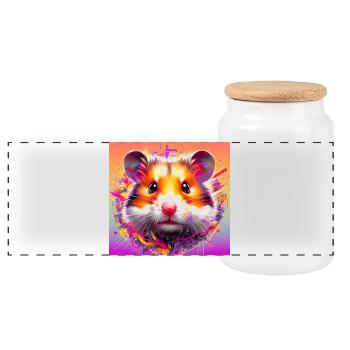 Hamster - Panorama Keksdose mit Holzdeckel - Weiß - Vorne