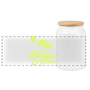 Aloha Palm Trees Island Silhouette - Panoramic Cookie Jar with Wooden Lid - white - Front