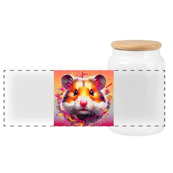 Hamster - Panorama Keksdose mit Holzdeckel - Weiß - Vorne